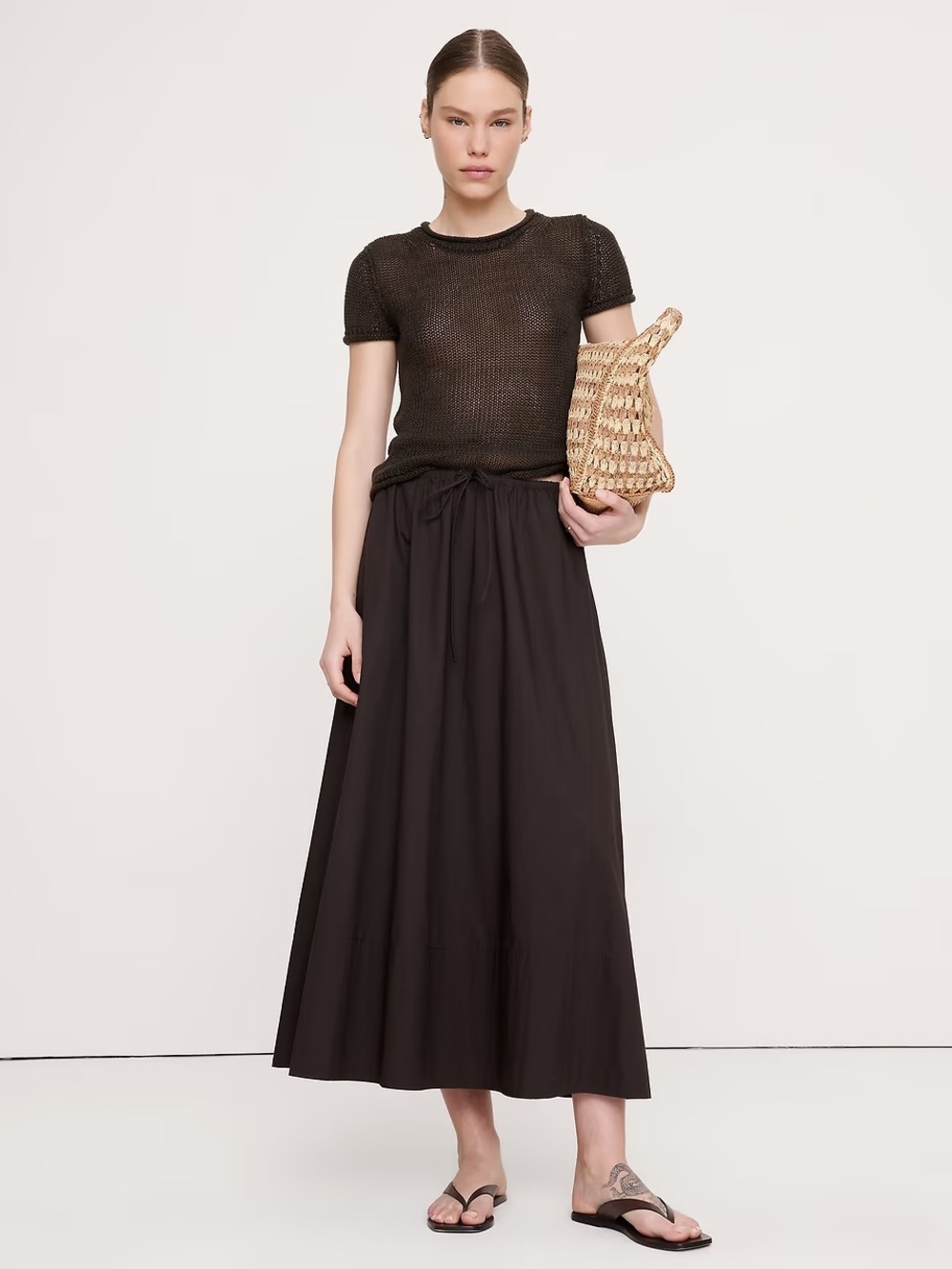 Banana Republic Black A-Line Drawstring Skirt